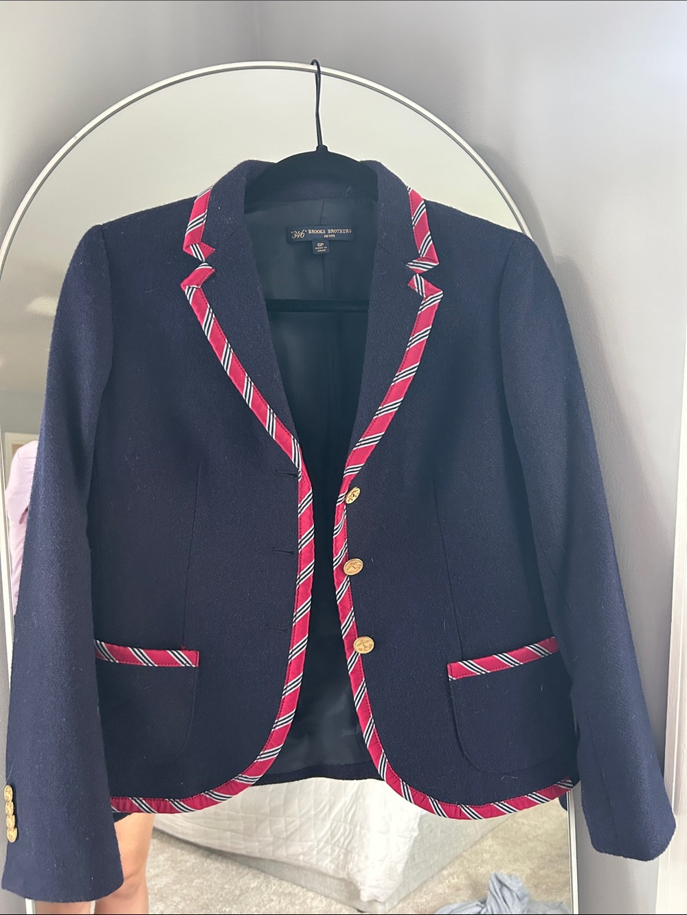 Brooks Brothers Navy Blazer with Red Stripe Trim